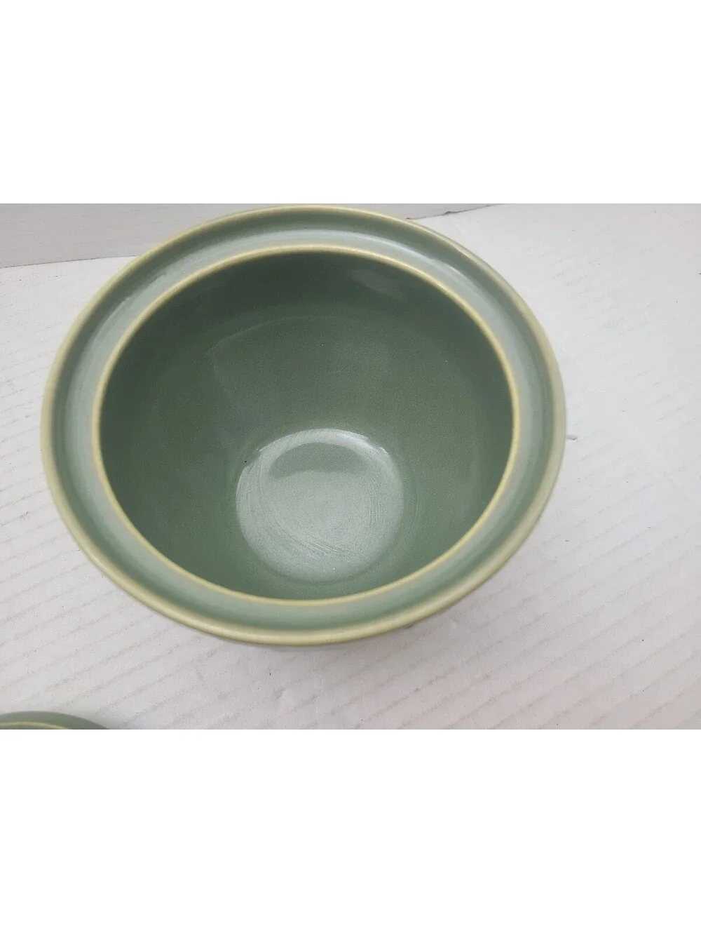 Coventry Parthenon Sage Green Stoneware Vintage Sugar Bowl w/ Lid Greek Revival